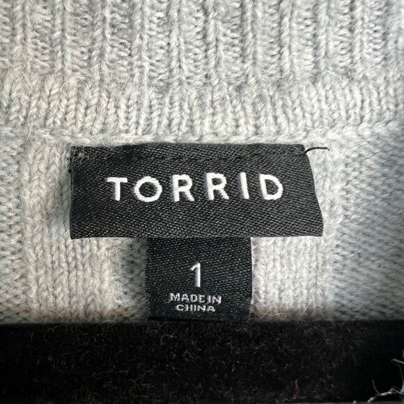 Torrid Longline Ribbed Pullover Sweater Women's 1 1X Gray - Picture 2 of 8